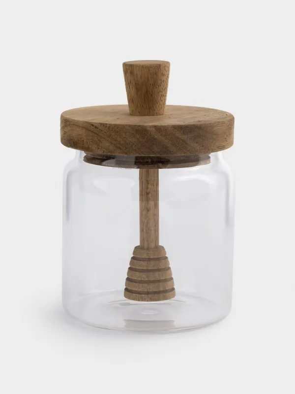 Honey jar, 400 ml, with spoon, Used glass, Noble tree, image-0