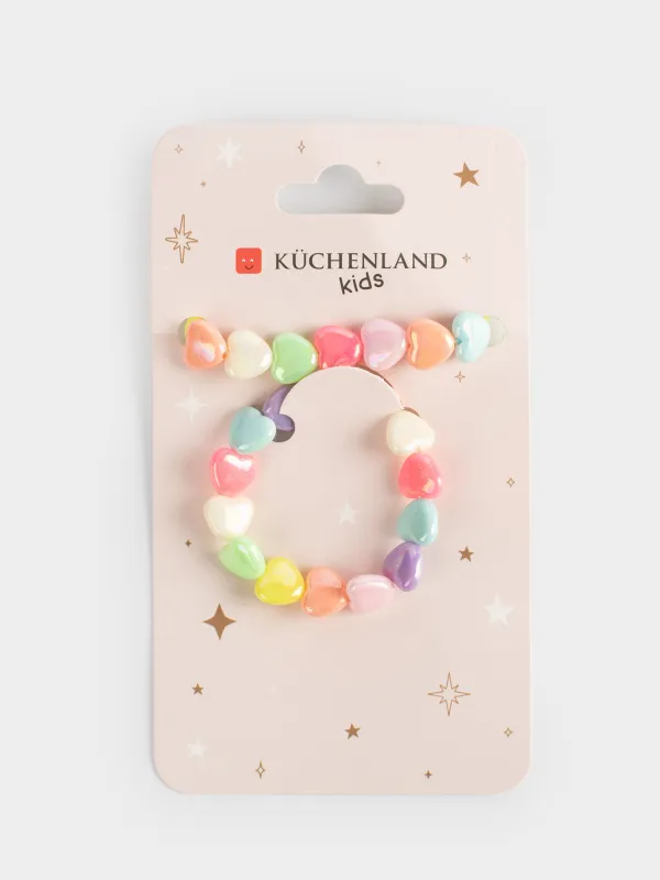 Jewelry set, 2 pieces, children's, plastic, bracelet/beads, Hearts, Jewelry kids, image-5