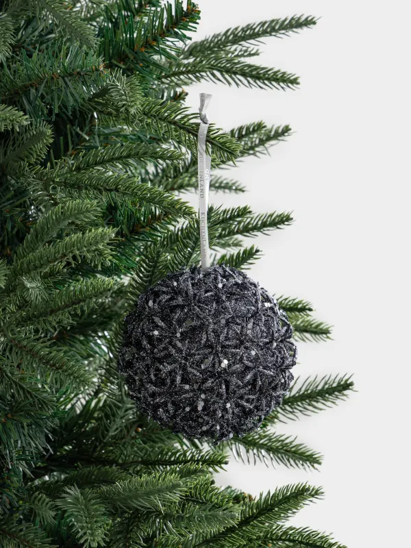 Christmas tree toy, 11 cm, plastic, with glitter, graphite, Fireworks, Balloon, Hedgehog ball, image-2