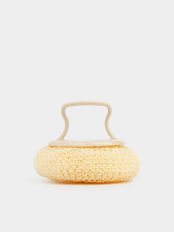 Cleaning sponge, 8 cm, with short holder, vegetable fiber / plastic, beige, Clean, image-1