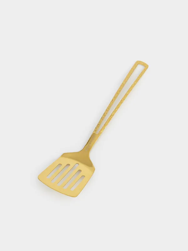 Spatula, 25 cm, with slits, steel, golden, Viron gold, image-1