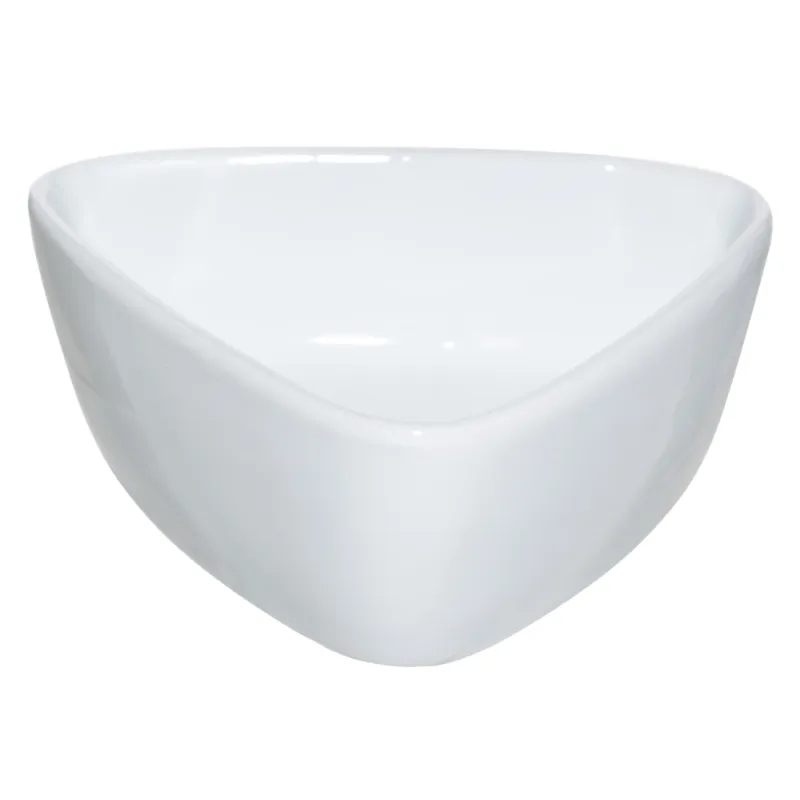 Snack set, 3 items, on a stand, ceramic / wood, white, Triangles, Noble tree, image-2