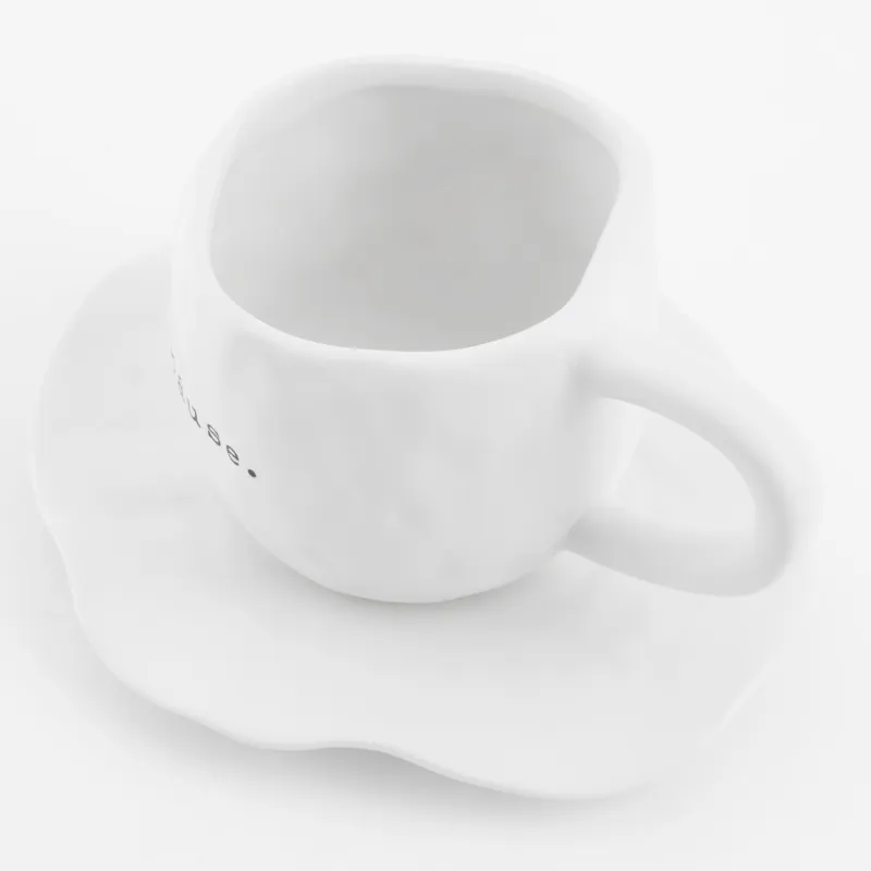 Tea pair, 1 person, 2 items, 450 ml, ceramic, white, Pause, Crumple font                  , image-2