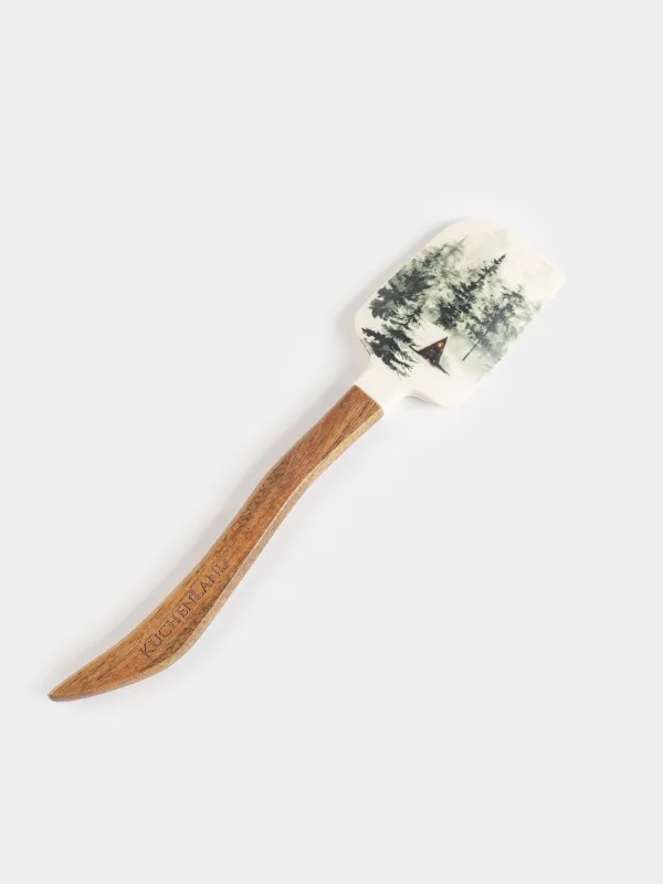 Spatula, 22 cm, silicone/wood, milky, Christmas tree, Christmas traditions, image-1