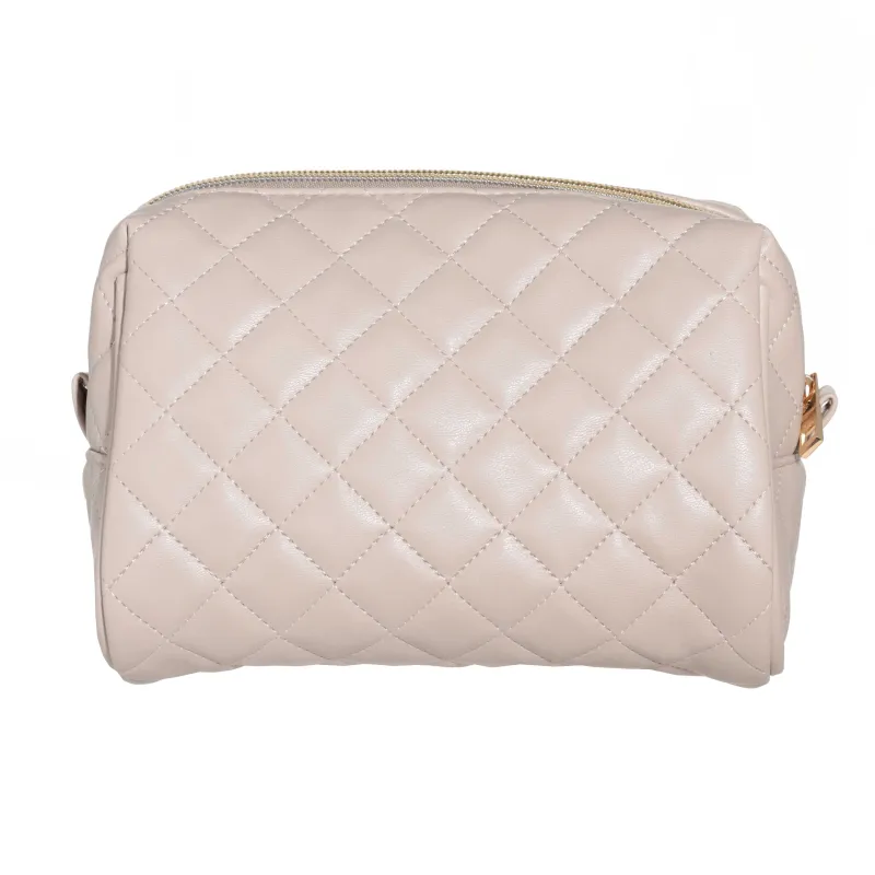 Cosmetic bag, 21x13 cm, quilted, polyurethane, beige, Quilted, image-2