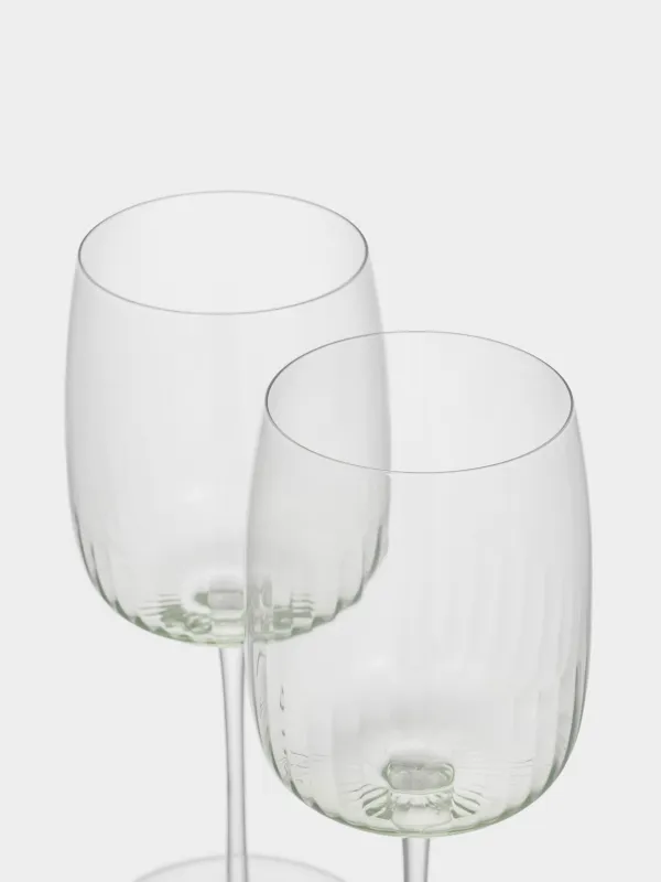 Wine glass, 400 ml, 2 pcs, crystal glass, green, Rofrano, image-2