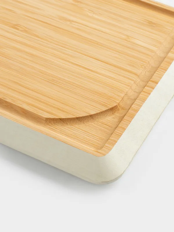 Cutting board, 28x20 cm, bamboo, rectangular, gray edging, Bamboo, image-2
