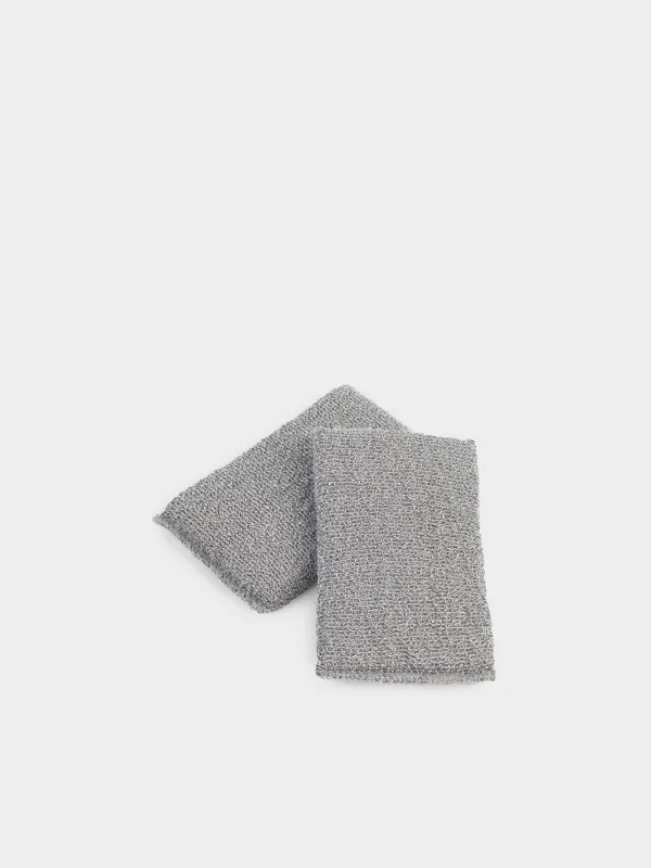 Dish washing sponge, 14x9 cm, 2 pcs, microfiber / foam, dark grey, Clean, image-2