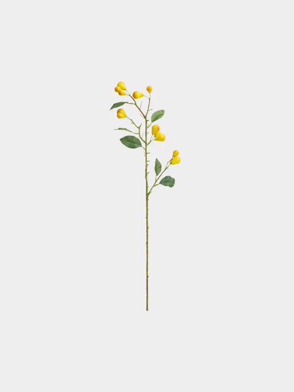 Decorative branch, 70 cm, plastic / polyester, Yellow pears, Fruit decor, image-0