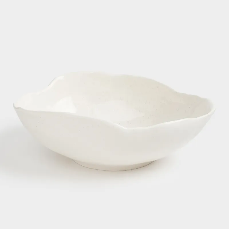 Fruit bowl, 27x9 cm, ceramic, milk, speckled, Uneven edge, Delicia, image-1