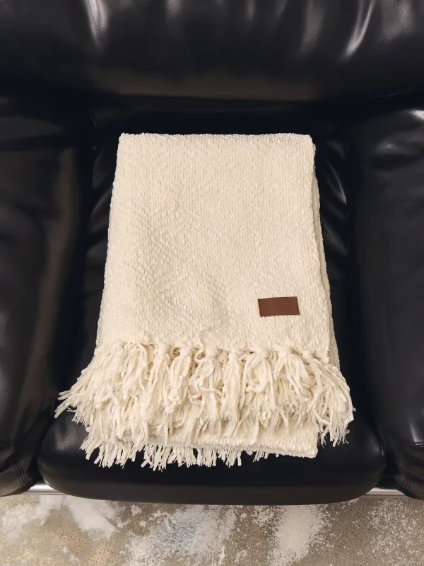 Blanket, 130x170 cm, with fringe, Chenille, milky, Chenill, image-4