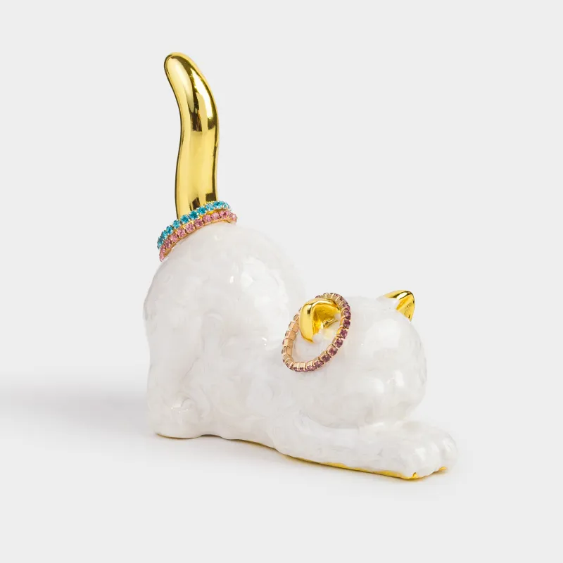 Jewelry holder, 9 cm, Polyresin, Golden pearl, Cat, Cat, image-5