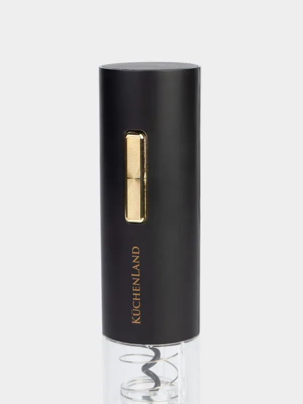 Electric corkscrew, 19 cm, with foil cutter, plastic, LED B, Black, Bar, image-3