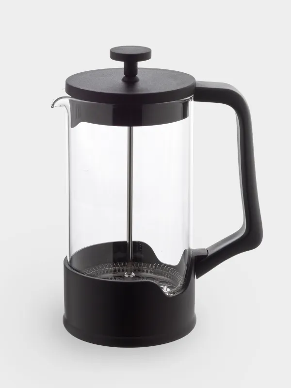 French press, 1 l, glass B/steel, black, Liberica, image-1