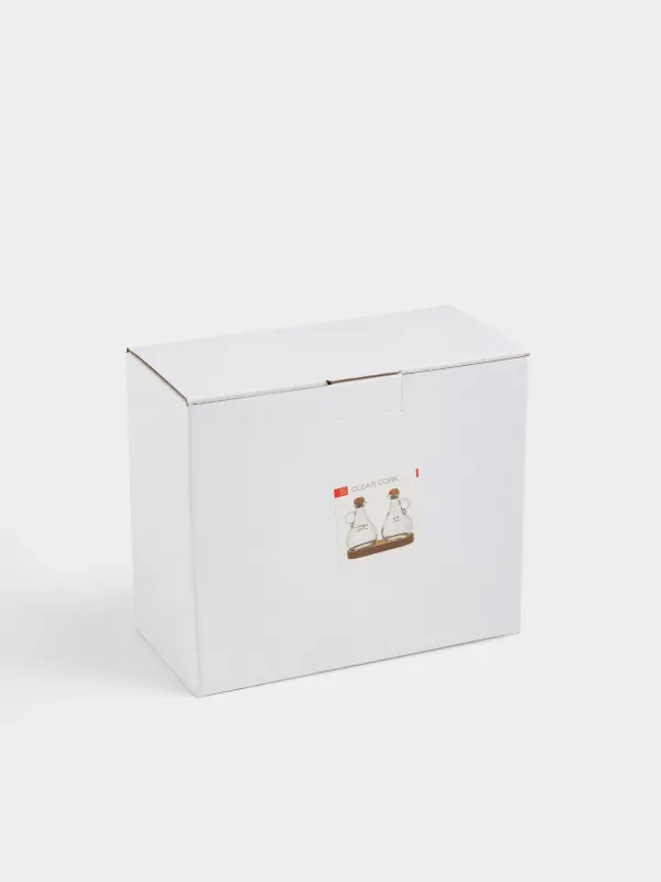 Oil and vinegar set, 300 ml, 2 pcs, on a stand, glass / cork, Clear cork, image-5