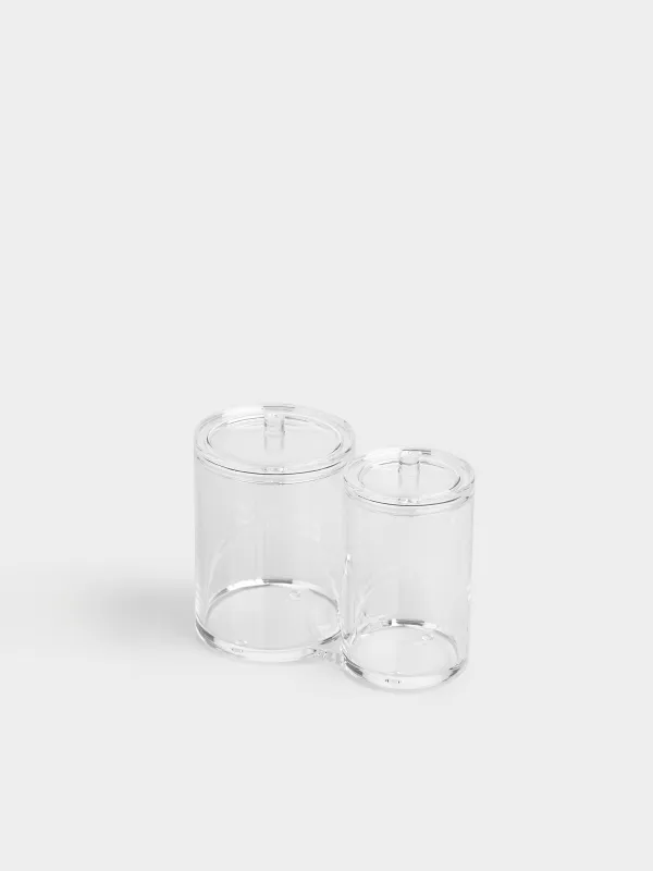 Container for cotton pads/sticks, 15x12 cm, 2 units, with lid, plastic, Basic, image-1