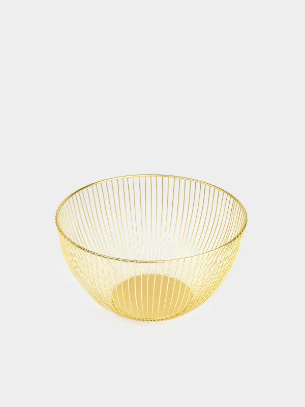 Fruit basket, 25 cm, metal, golden, Twist gold, image-1
