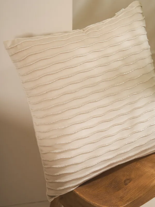 Decorative pillow, 43x43 cm, velvet, milky silver, Waves, Abstract, image-6