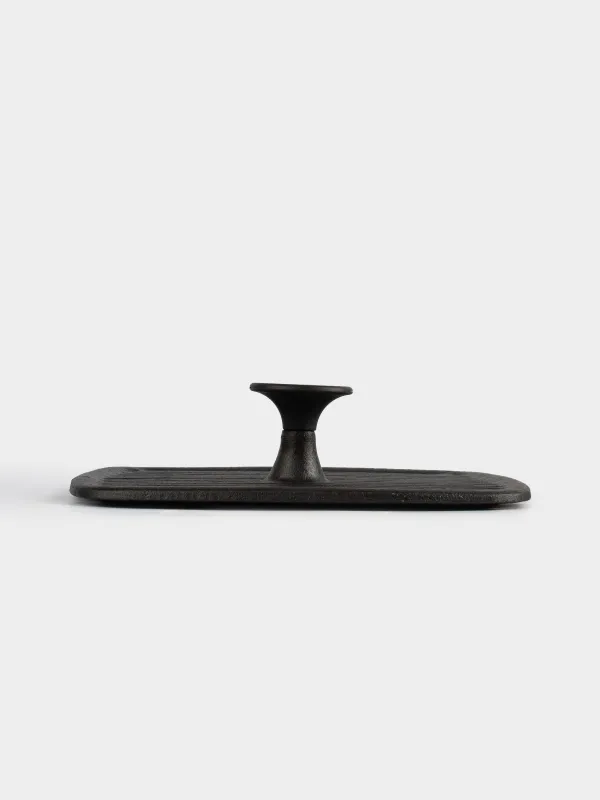 Grill press cover, 23 cm, cast iron, square, Black, Authentic, image-2