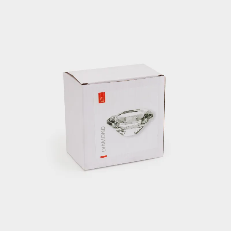 Candlestick, 7 cm, for a tea candle, Glass, Diamond, Diamond, image-4