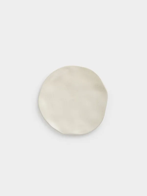 Snack plate, 23 cm, ceramic, milky, Crumpled effect, Crumple creme, image-0