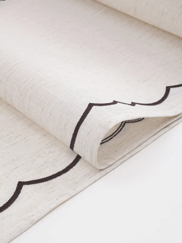 Table runner, 40x160 cm, polyester / linen, beige, Vintage, Melange outline, image-1