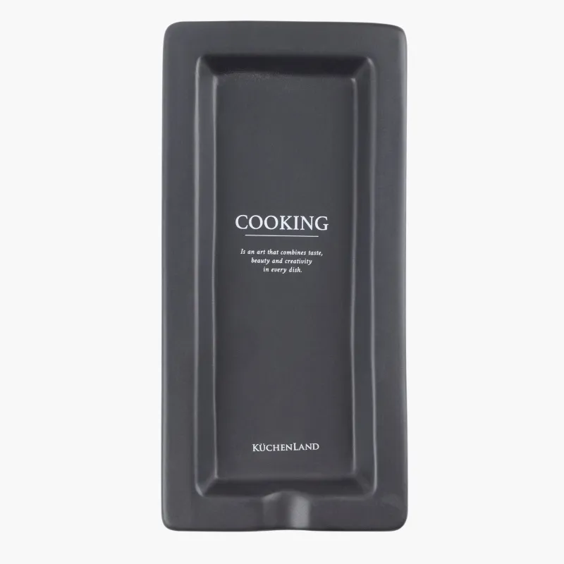 Spoon stand, 24x11, ceramic, rectangular, black, Course