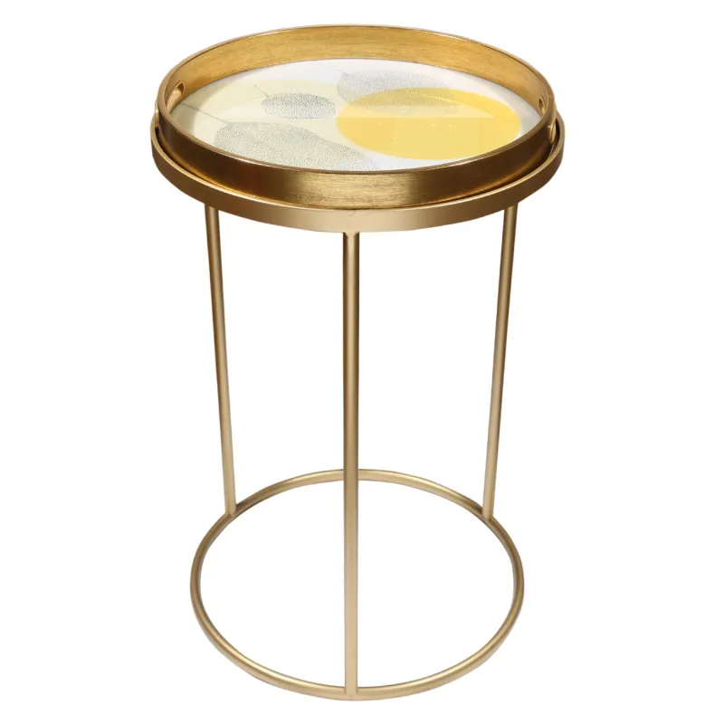 Tray stand, 54 cm, metal, round, gold, Trend, image-1