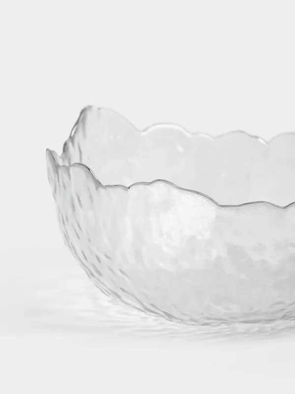 Salad bowl, 17x7 cm, 700 ml, glass, with silver edging, Nautilus silver, image-2
