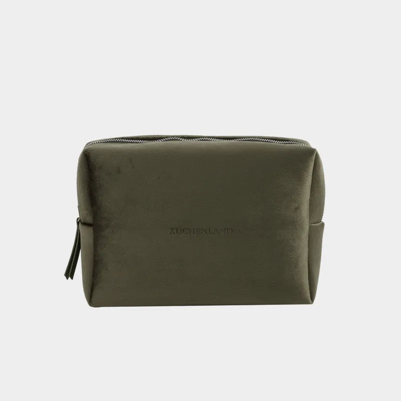 Makeup bag, 25x17 cm, velvet, green, Velvety