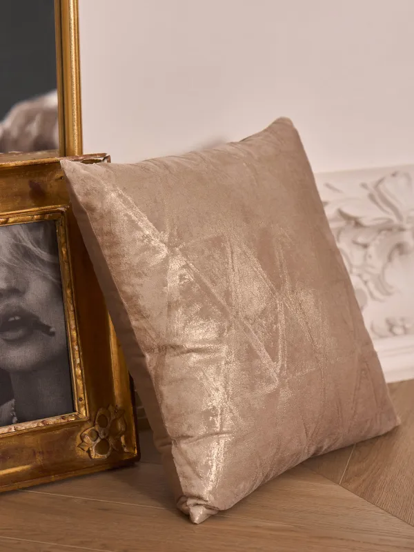 Decorative pillow, 45x45 cm, velvet, grey, Golden patterns, Abstract, image-3