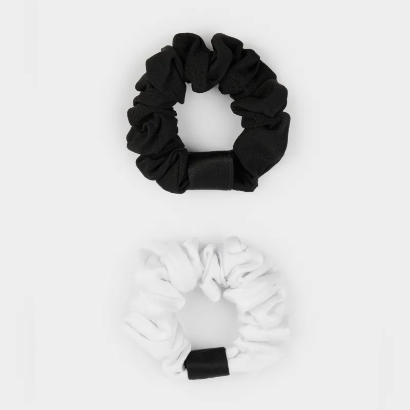 Hair tie set, 7 cm, 2 pcs, polyester, black / white, Silk