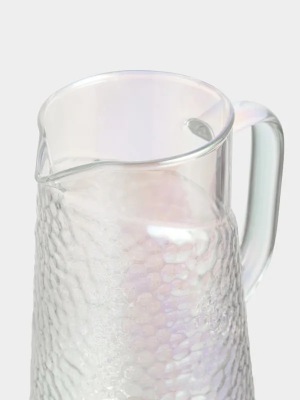 Pitcher, 1.2 l, with filter cap, used glass, mother-of-pearl, Ripply polar, image-4