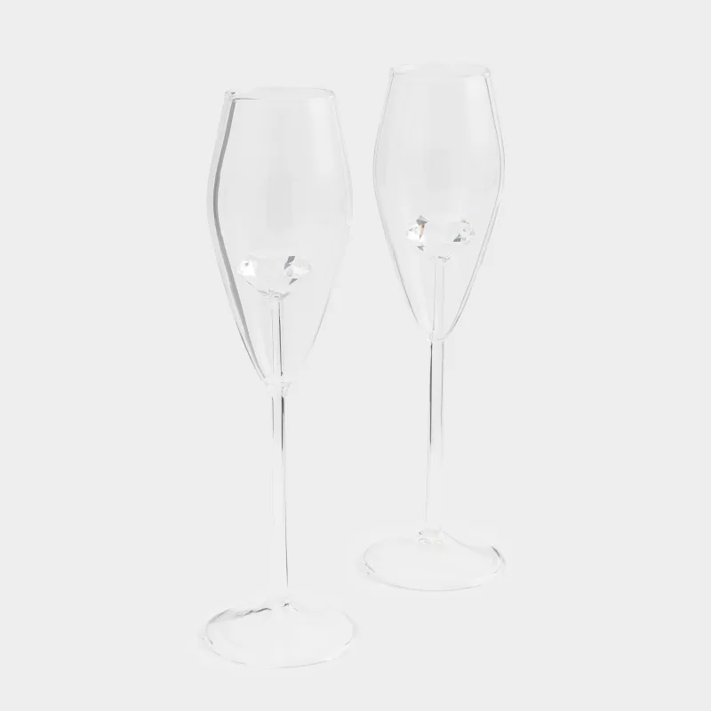 Drinking glass, 210 ml, 2 pcs, Glass, Crystal, Crystal shape, image-2