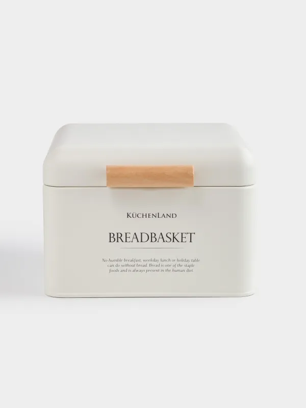Bread box, 20x20x14 cm, metal / wood, square, dairy, Breadbasket, Course, image-0