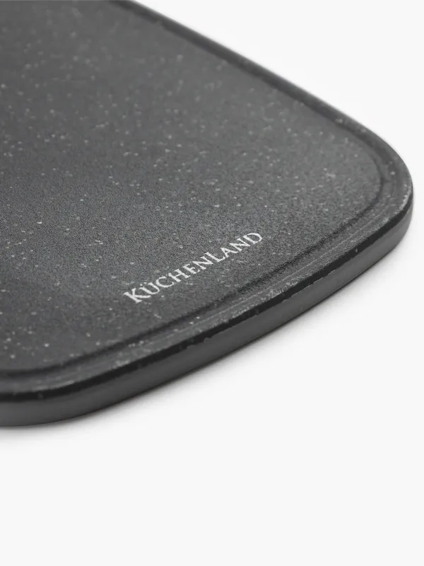 Cutting board, 32x15cm, with handle, plastic, black, speckled, Steel speckled, image-1