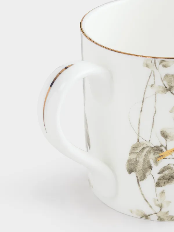 Mug, 380 ml, porcelain F, with golden edging, Painted fairywren, Paradise bird, image-2