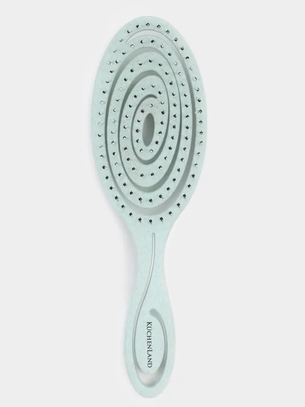 Hair massage comb, 22 cm, vegetable fiber / plastic, green-blue, Zipo, image-0
