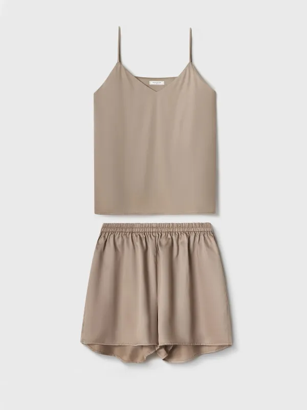 Women's two-piece set, homewear, size XS, with shorts, tencel, grey, Ramona, image-5