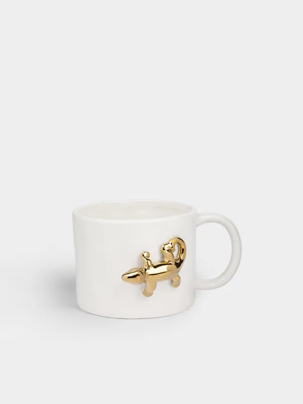 Mug, 550 ml, porcelain P, milky, Golden lizard, Paradise garden, image-3