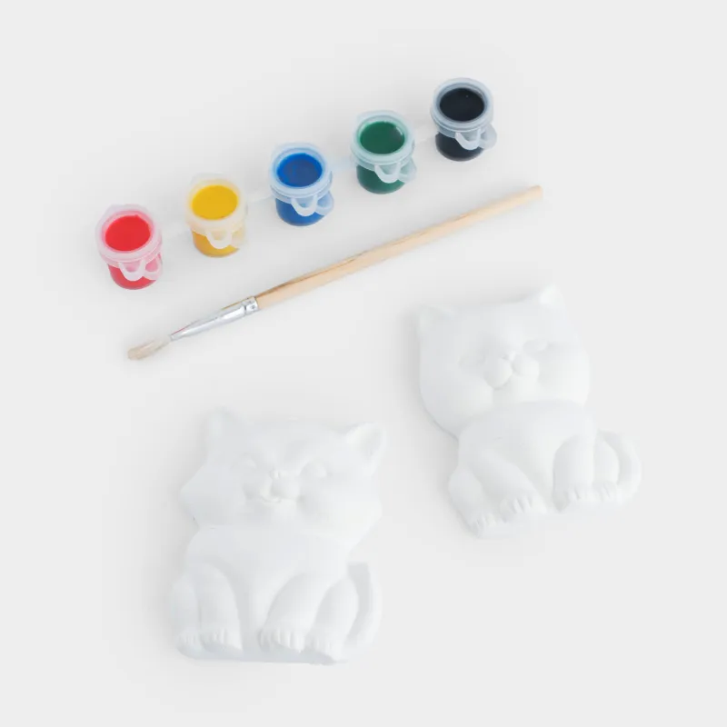 Set for creativity, 2 items, plaster, painting, Kitty and fox cub, Creative, image-1