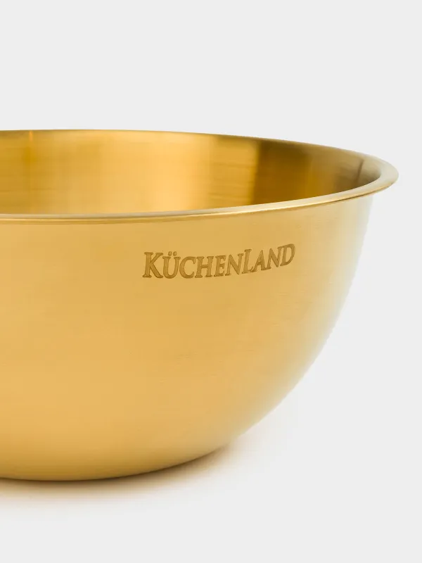 Baking set, 2 items, bowl / whisk, with measuring scale, steel / wood, golden, Classic gold, image-6