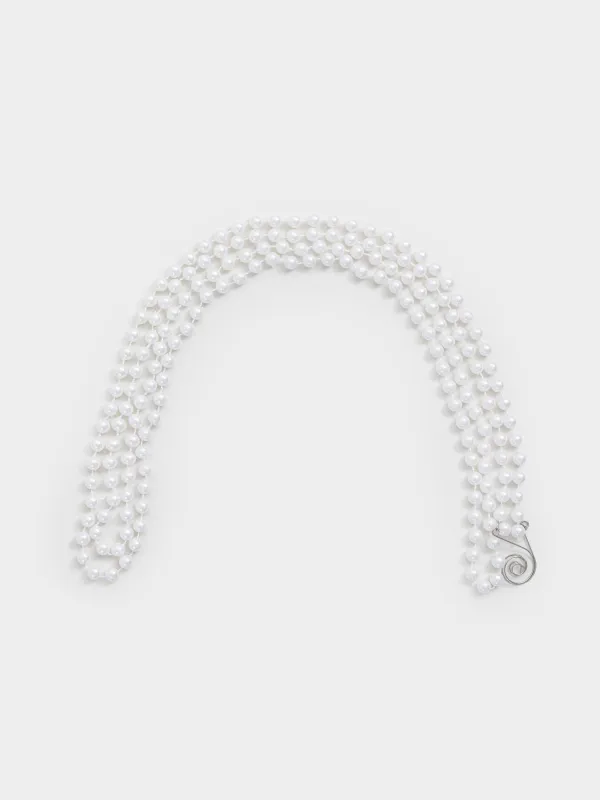 Garland-beads, 2 m, hanging, plastic / metal, white, Beads, Star balls, image-0