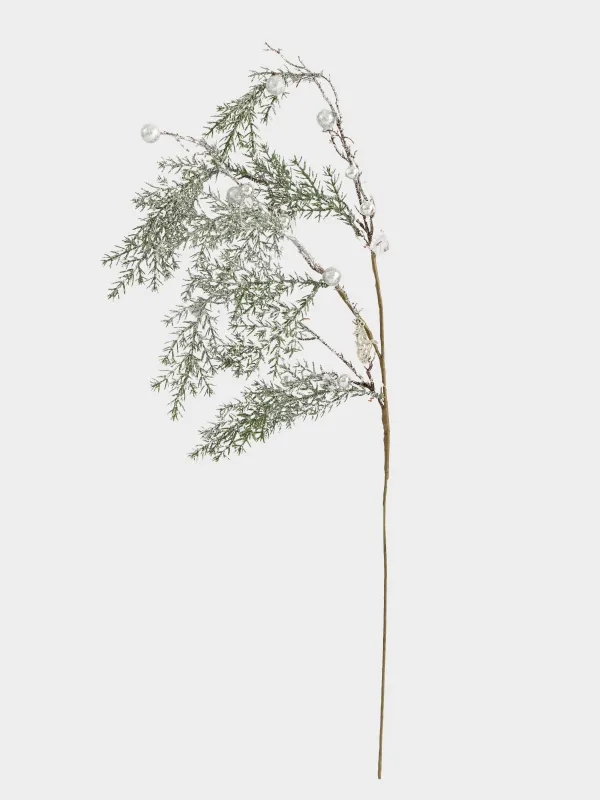 Decorative branch, 65 cm, plastic, Silver spruce with horses, Conifer silver, image-0