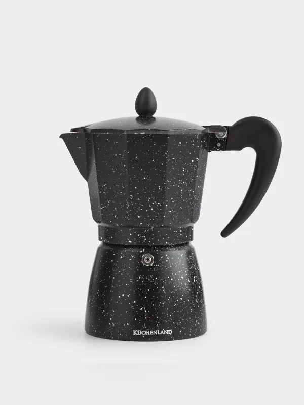 Geyser coffee maker, 300 ml, metal / plastic, black, speckled, Espresso, image-0