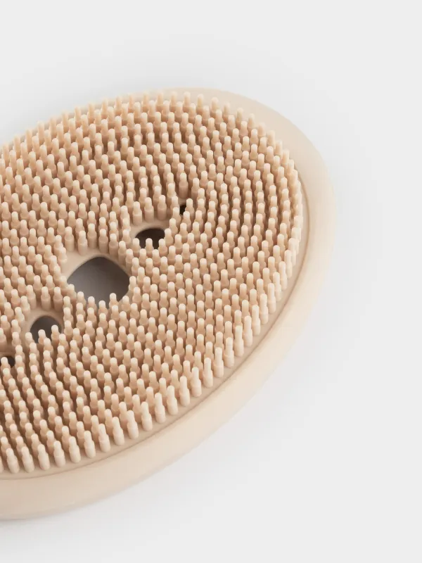 Soap dish-cleaning brush, 12x8 cm, silicone, oval, beige-pink, Manny, image-5