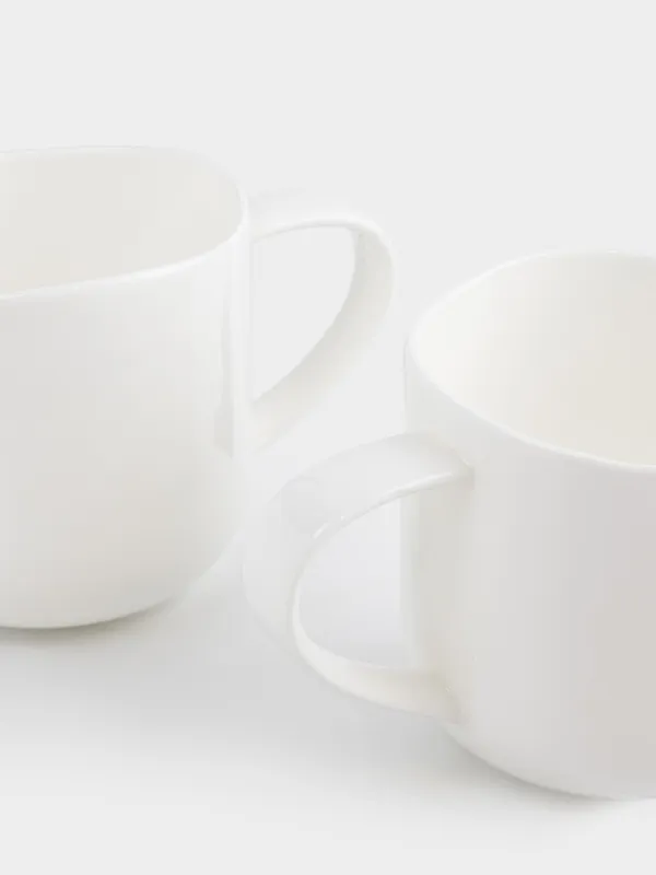 Mug, 400 ml, 2 pcs, porcelain F, white, Uneven edge, Vergaleo, image-1