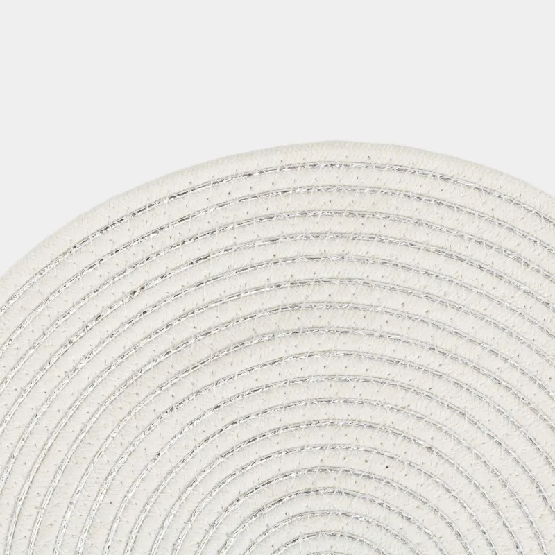 Placemat, 38 cm, polyester, round, white, Ropes, image-1