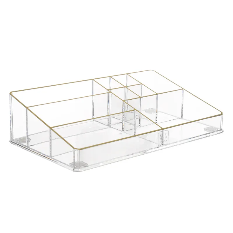 Organizer for cosmetics, 28x7 cm, 9 otd, plastic, gold edging, Dorado