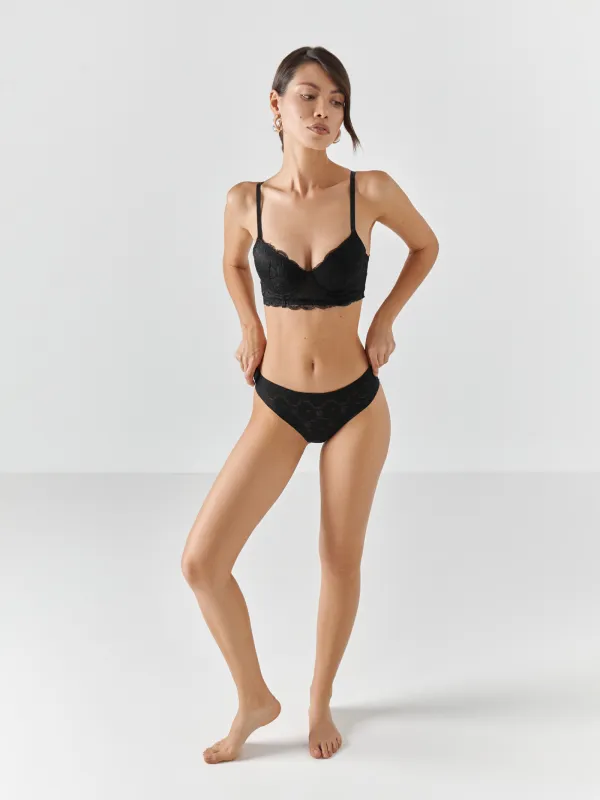 Bra, size L, nylon / spandex, lace, black, Lacie, image-1